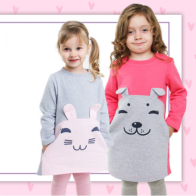 Платье теплое детское с собачкой