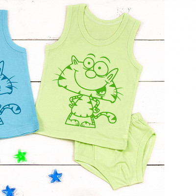 Зеленый комплект майка с трусами