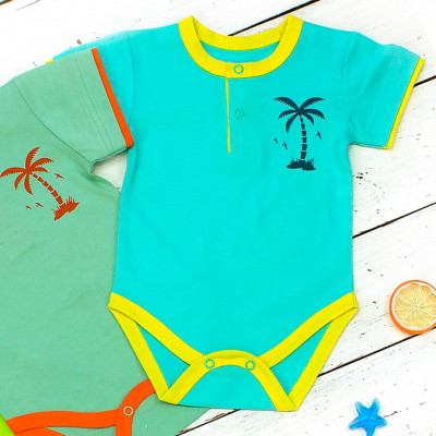 Летнее боди поло с рисунком пальмы