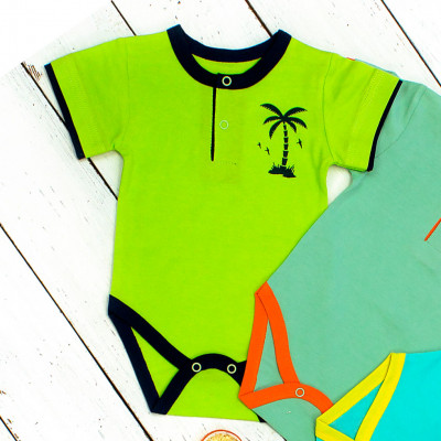 Боди поло ярко-зеленое "Пальмы"