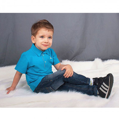 Джемпер-поло с короткими рукавами, голубой