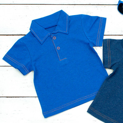 Джемпер-поло с короткими рукавами, голубой