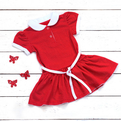 Платье-поло красного цвета в горох