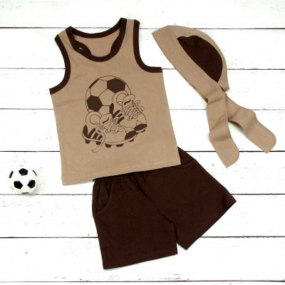 Комплект шапка, майка, бандана коричневая