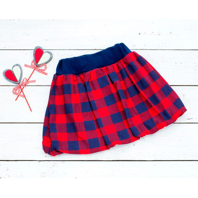 Красная юбка-баллон в клетку