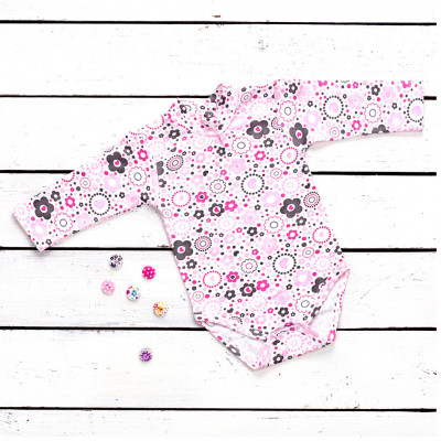 Цветочное боди с длинным рукавом