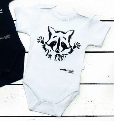 Боди короткий рукав Енот, белый