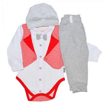 Комплект с боди и шапкой, красный