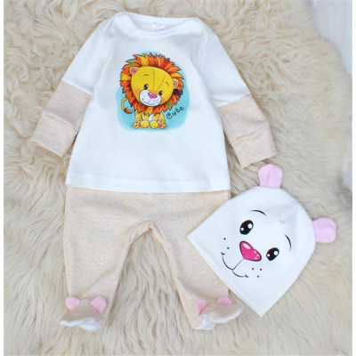 Комплект из ползунков, кофты и шапки Лео