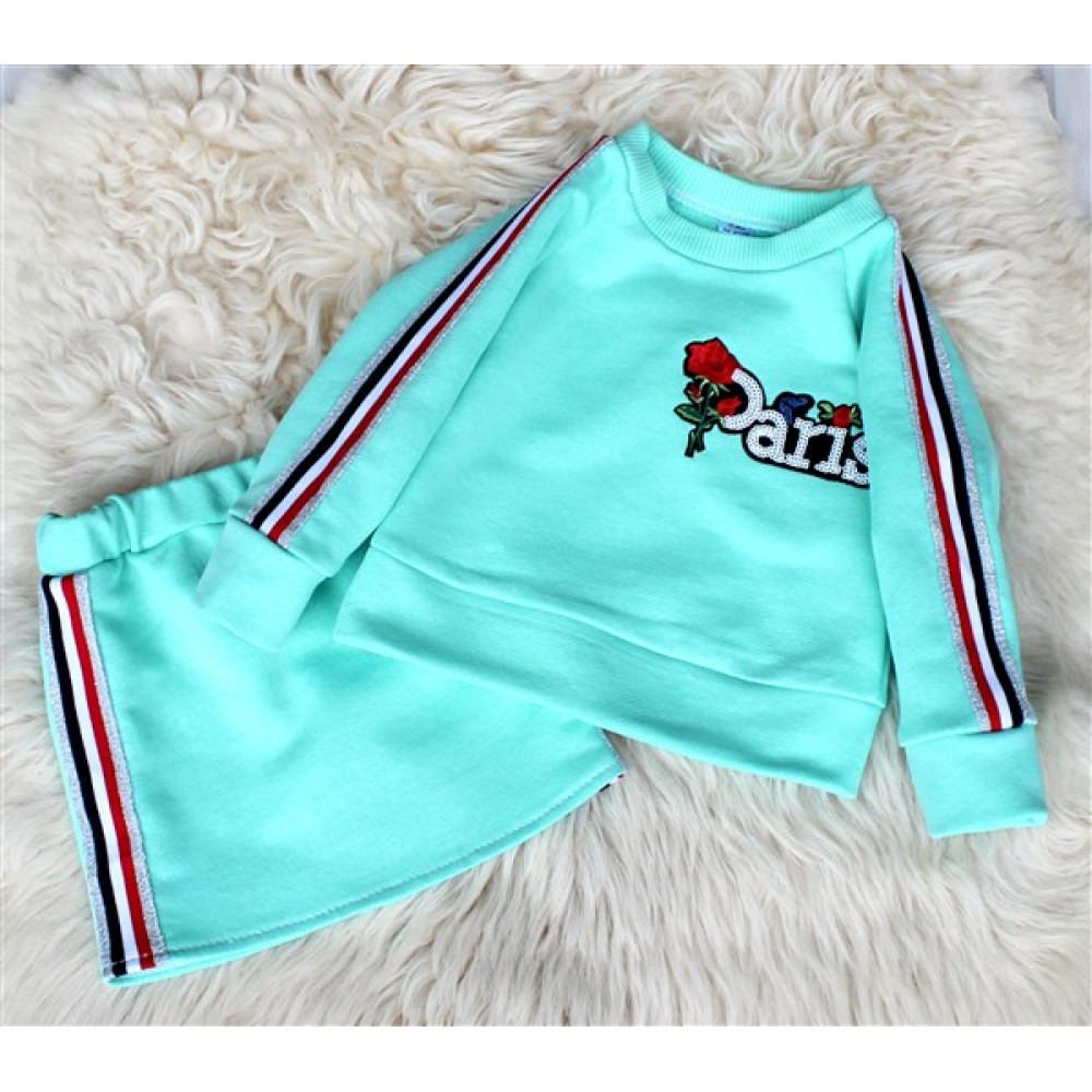 Спортивный комплект детский. Спортивный костюм из футера 2-х нитка мятный.