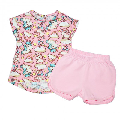 Футболка и шорты розовые в комплекте новорожденный