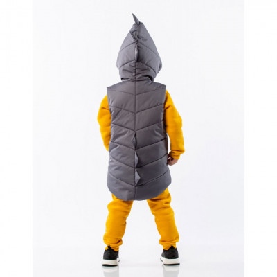 Серая жилетка с капюшоном Дино