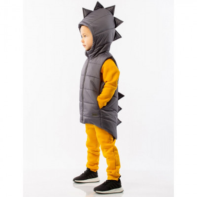 Серая жилетка с капюшоном Дино