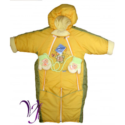 Комбинезон-трансформер на флисе с нашивкой, желтый