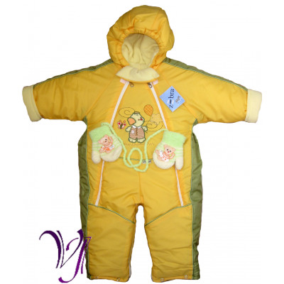 Комбинезон-трансформер на флисе с нашивкой, желтый