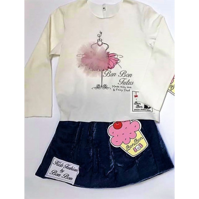 Комплект с велюровой юбкой Martinka, синий