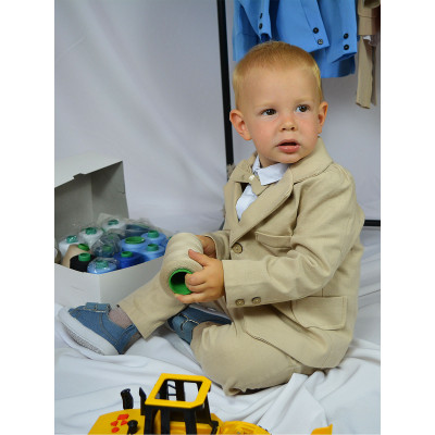 Льняной костюм для мальчика CHADOLLS, бежевый