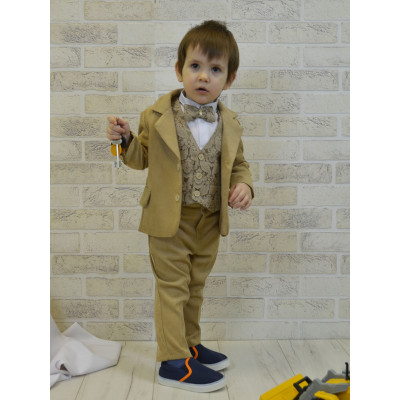 Вельветовый бежевый детский костюм CHADOLLS