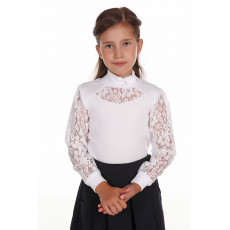 Блузка белая школьная с кружевом
