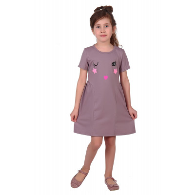 Платье фиолетового цвета с глазками