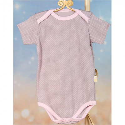 Боди с короткими рукавами в розовый горошек