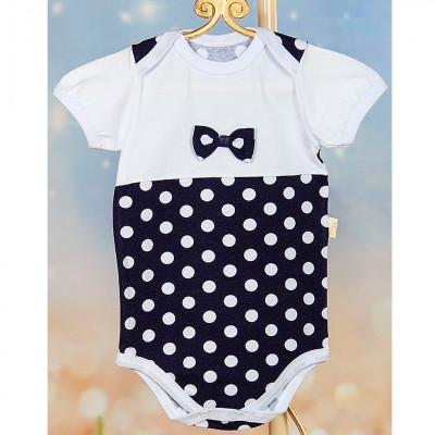 Боди с короткими рукавами "Горошек", синий