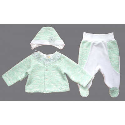 Зеленый яркий комплект для девочки "Цветы"