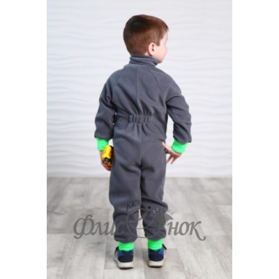 Теплый флисовый комбинезон детский серый