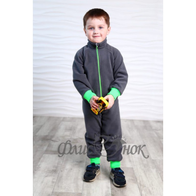 Теплый флисовый комбинезон детский серый