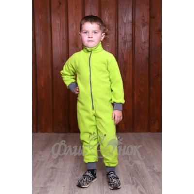 Ярко-салатовый флисовый комбинезон