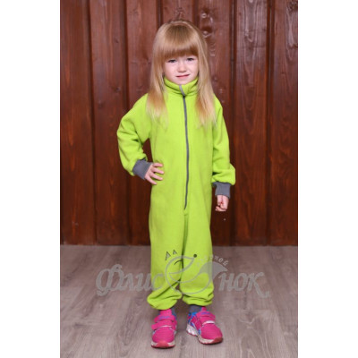 Ярко-салатовый флисовый комбинезон