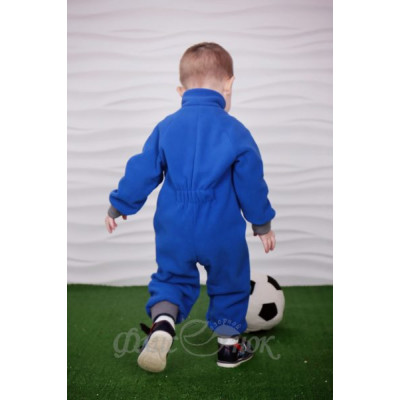 Флисовый однотонный комбинезон синего цвета