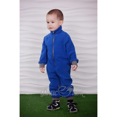 Флисовый однотонный комбинезон синего цвета