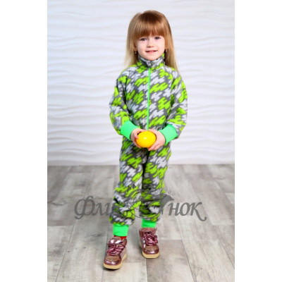 Флисовый комбинезон серый с зеленой палитрой