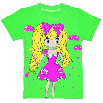Зеленая детская футболка на девочку