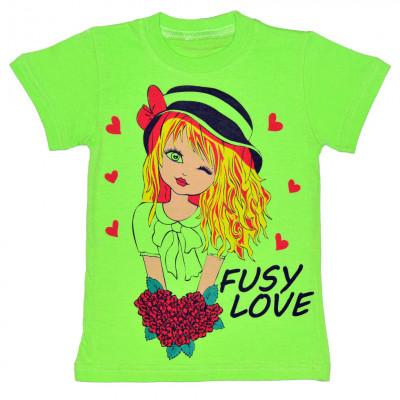 Салатовая детская футболка "Fusy Love"