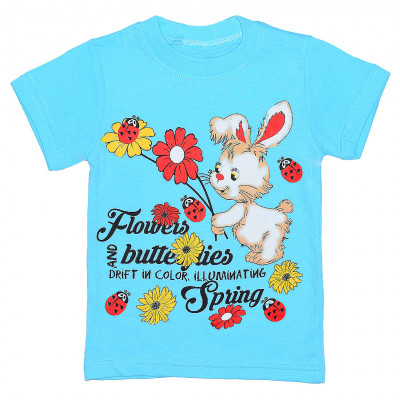 Футболка голубая для девочки "Flowers"