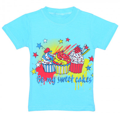 Хлопковая детская футболка голубая "Ice Cream"