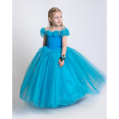 Платье золушки голубого цвета