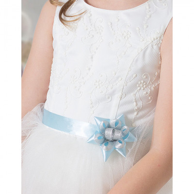 Платье пышное из атласа и фатина, белое