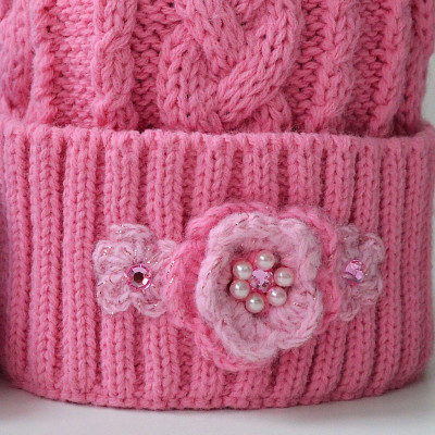 Шапка зимняя красная с помпоном