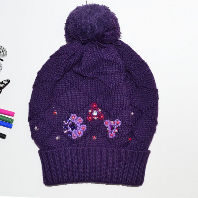 Шапка для зимы сиреневого цвета