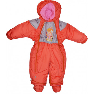 Утепленный комбинезон-трансформер, коралловый
