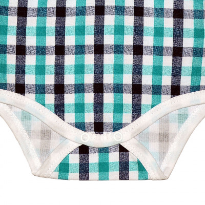 Клетчатое зеленое боди поло с длинными рукавами