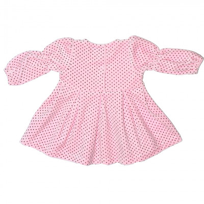 Розовое велюровое платье в горошек