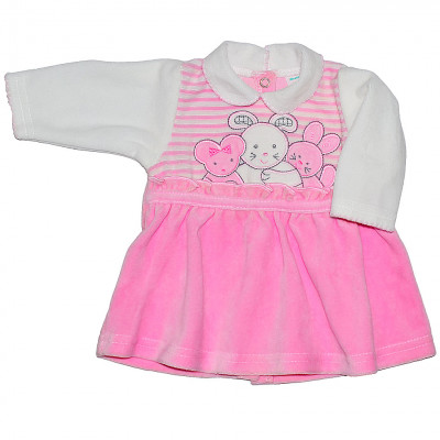 Велюровое платье "Мышки", розовое