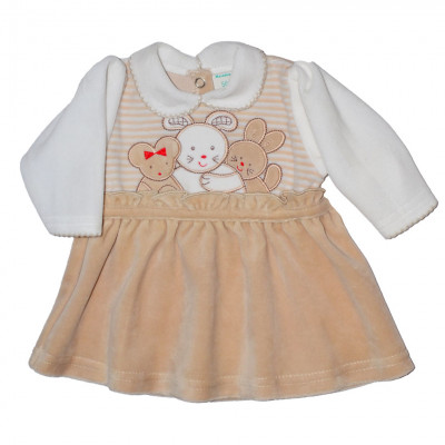 Велюровое платье "Мышки", бежевое