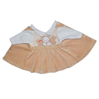 Велюровое платье "Мышки", бежевое