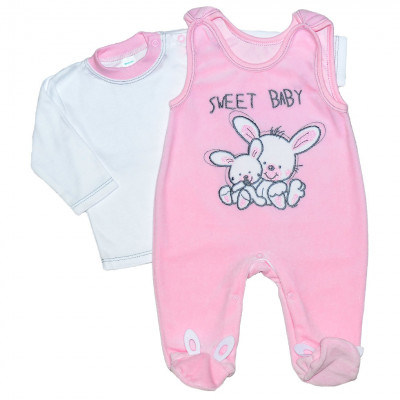 Велюровый розовый комплект для новорожденного SweetBaby