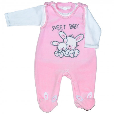 Велюровый розовый комплект для новорожденного SweetBaby